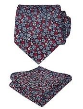 Mens 3.15inches Exquisite Floral Tie with Small Flower Printed A142-red/ Blue