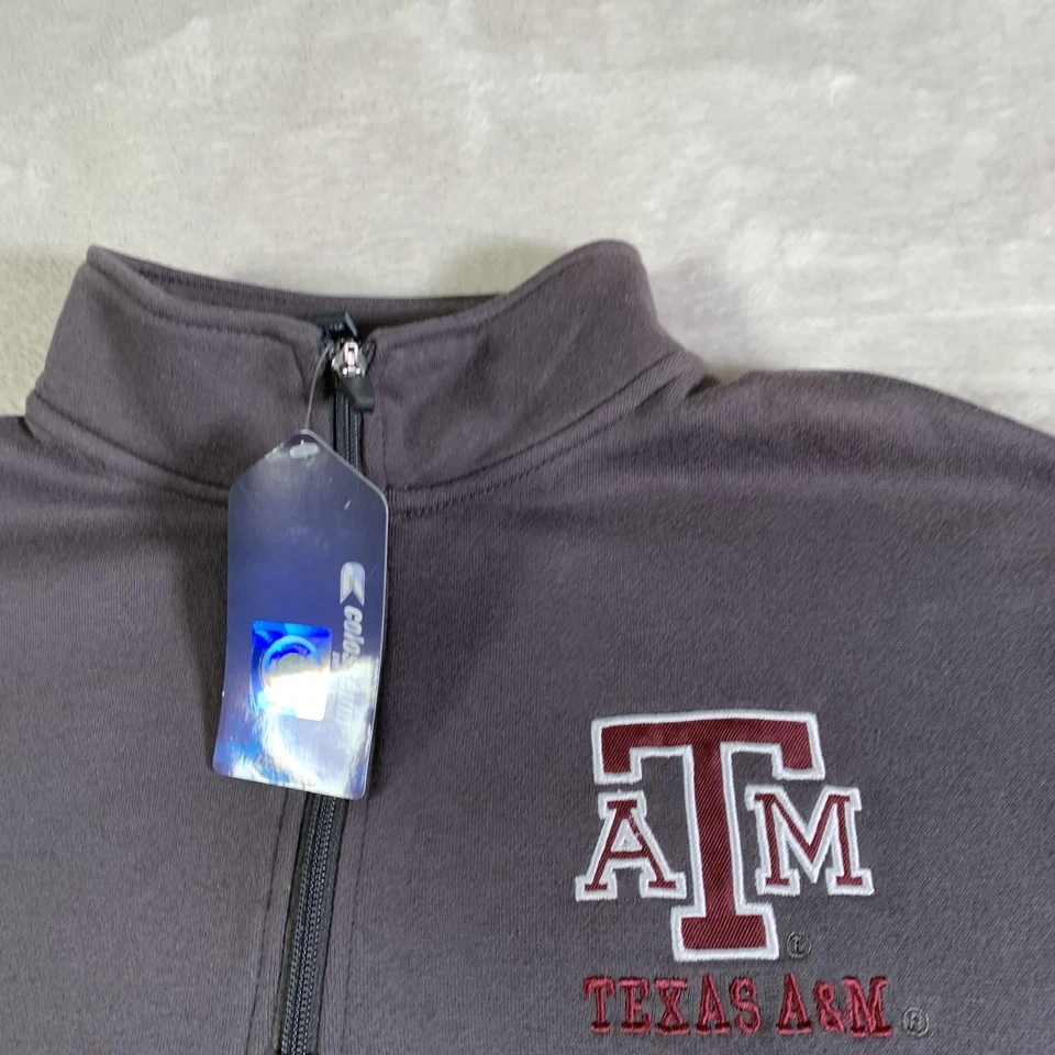 Suéter masculino Texas A&M Aggies cinza médio 1/4 zíper futebol coliseu pulôver - Imagem 3 de 4