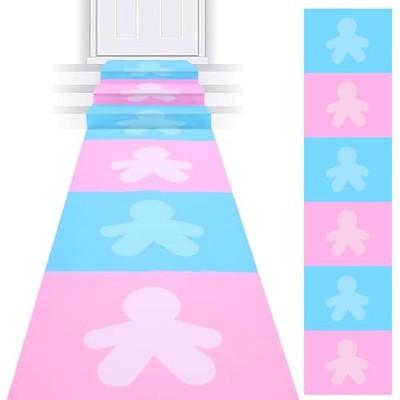  24 x 10 ft Gender Reveal Party Runner Runway Rug Hallway Runner Rug Pink & 