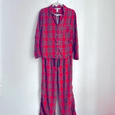 Victoria’s Secret cotton modal blend plaid long sleeve pajama pants set sz M