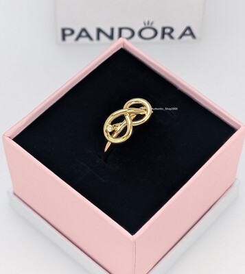 NEW 100% Authentic PANDORA Brand 14k Gold Plated P Infinity Knot Ring ...