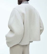 Sold Out H&m Grey Nwt Cropped Wool Jacket Short Coat Wide Collar Bubble M Luxury