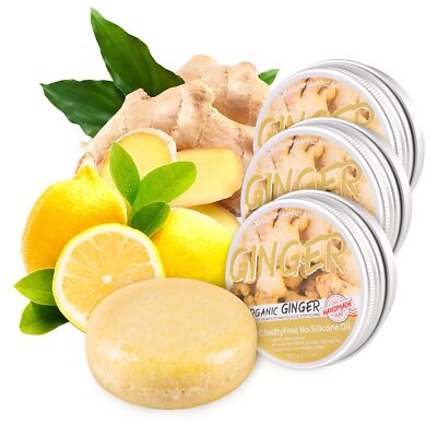 3 Pcs Ginger Hair Regrowth Shampoo Bar, Ginger Shampoo For Hair Growth, Natur...