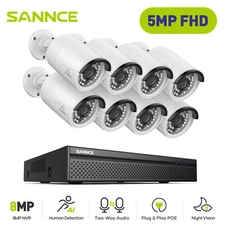 SANNCE 5MP POE Security Camera System 4K 8CH NVR 2-Way Audio AI Human Detection