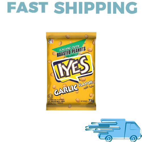 3 Packet X IYES Roasted Peanuts Garlic Flavor (75 Gram) فستق بنكهة الثوم - Picture 1 of 2
