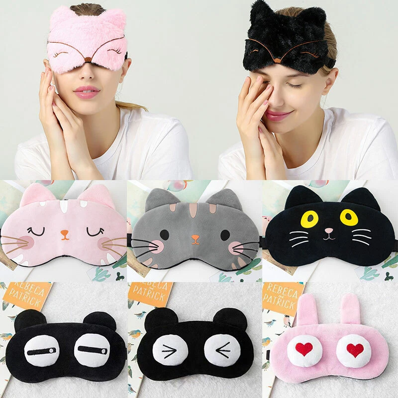 Children's / Adults FLUFFY PLUSH - Eye Masks Travel shade Blindfold Sleep  mask