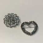 Lot Of 2 Vintage Costume Jewelry Brooches Silver Tone / Rhinestone - 1 Hearts