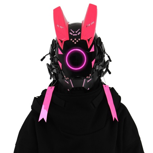Futuristische Cybermaske mit LED-Leuchten für Cosplay und Techwear Mode - Bild 7 von 80