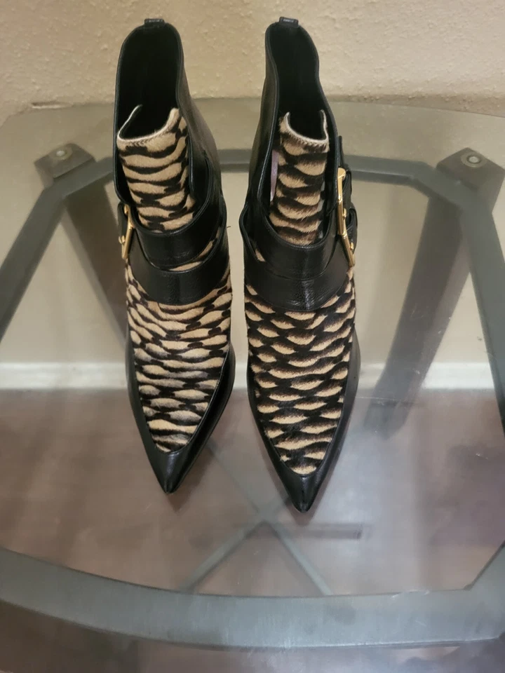 Derek Lam 女式黑色和棕色牛皮短靴。6B 码,Cond.is V.Gd. — 第 4/4 张图片