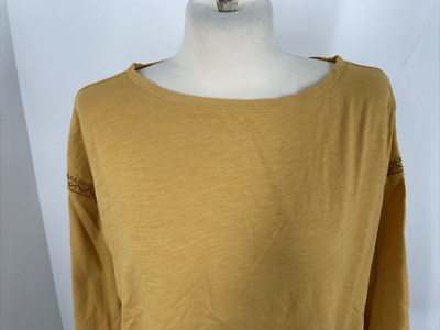 NWOT Garnet Hill M Honey Yellow Organic Cotton 3/4 Lantern Sleeve