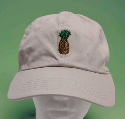 Newhattan Pineapple Dad Hat Beige Khaki Cotton Embroidery Baseball Cap Strapback