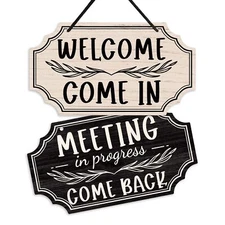 Meeting In Progress "Out Of Office" Reversible Do Not Disturb Door Sign