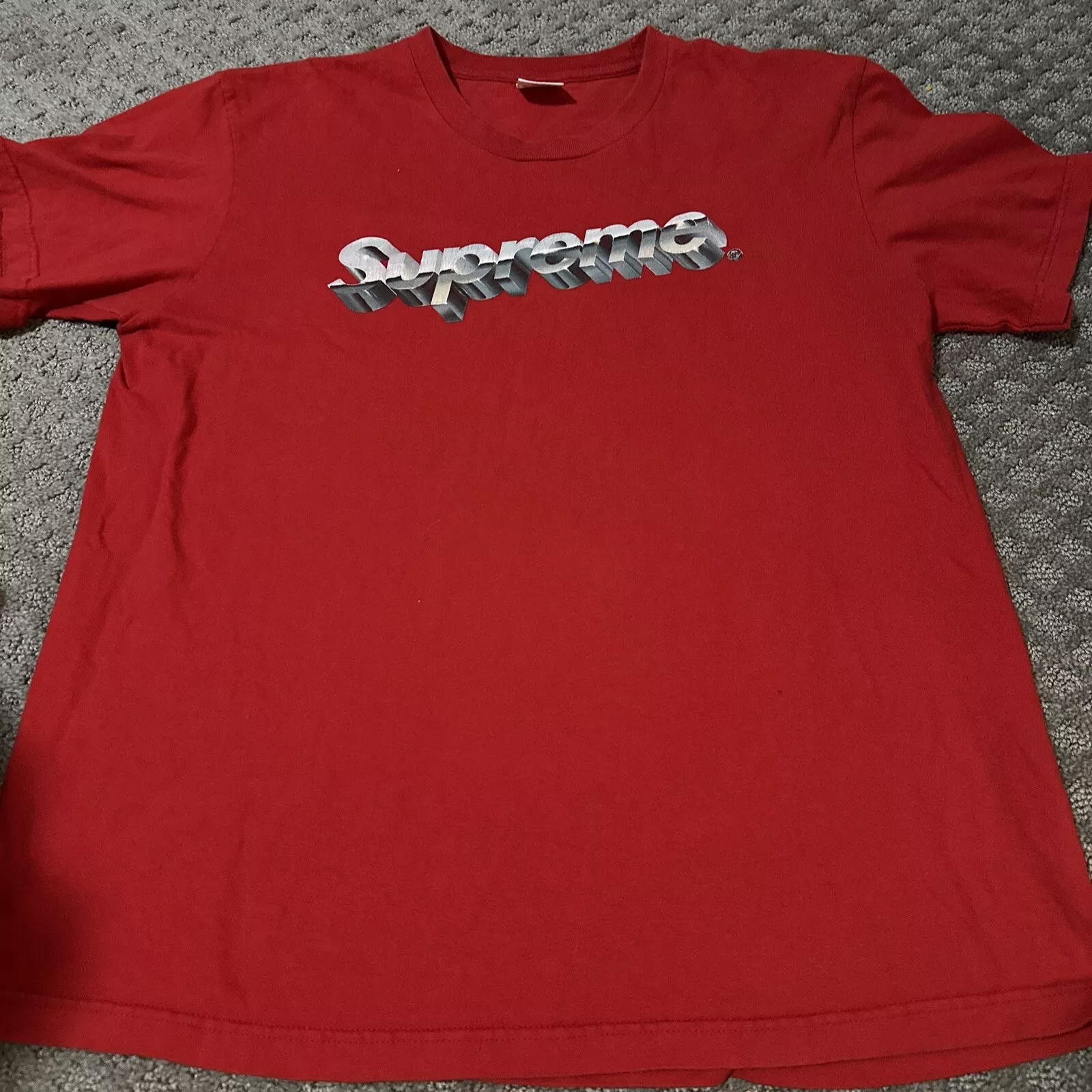 T shirt logo Supreme Chrome rouge taille moyenne Med SS20