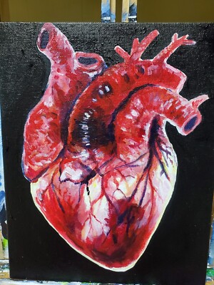 Cardiology Art acrylic Heart Painting 8x10