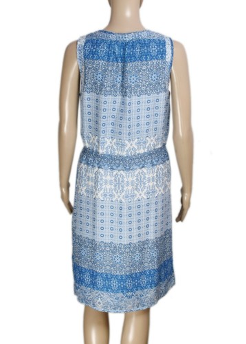 Lucky Brand Floral Printed Button Embroidered Drawstring Blue Mini Dress New S - Picture 3 of 5