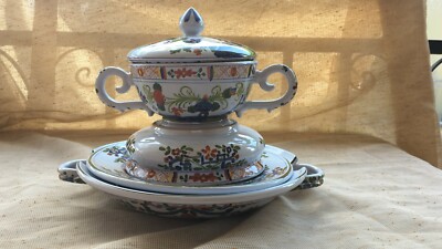 Impagliata ceramica di Faenza, decoro garofano, pezzi realizzata fine  anni '80