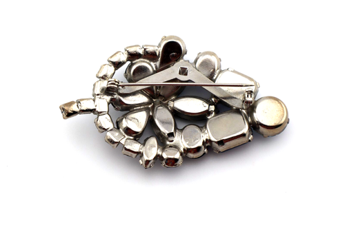 Vintage JULIANA D&E Silver Plate Blue Rhinestones Leaf Shape Brooch - Picture 4 of 4