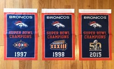 Denver Broncos Super Bowl Champions 3 Banners/Flags Set S