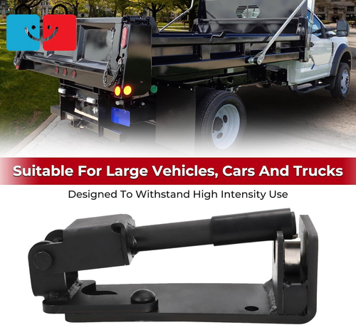 Heavy-Duty Left Tailgate Latch Lock Kit Black Steel, Fits Trucks & Dump Vehicles - Picture 3 of 6