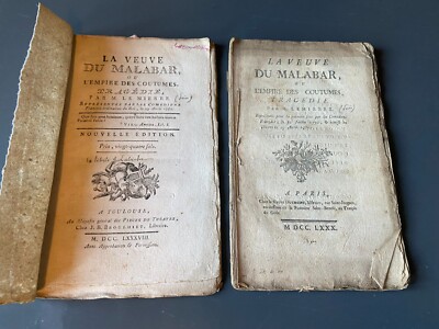 Lemierre: La veuve du Malabar EO 1780 + Nlle ed de 1788 - Vve Duchesne