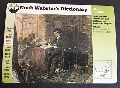 Noah Webster's Dictionary ,    Grolier  Collector Card