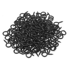 200 Pieces 1 Screw Eyes Screw in Eye Hooks Metal Screw Eye Pins Hooks Black ...