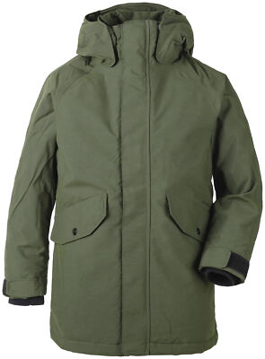 Didriksons Parka Jacket Bilbao Boy's Youth Dark Green Windproof Solid Color