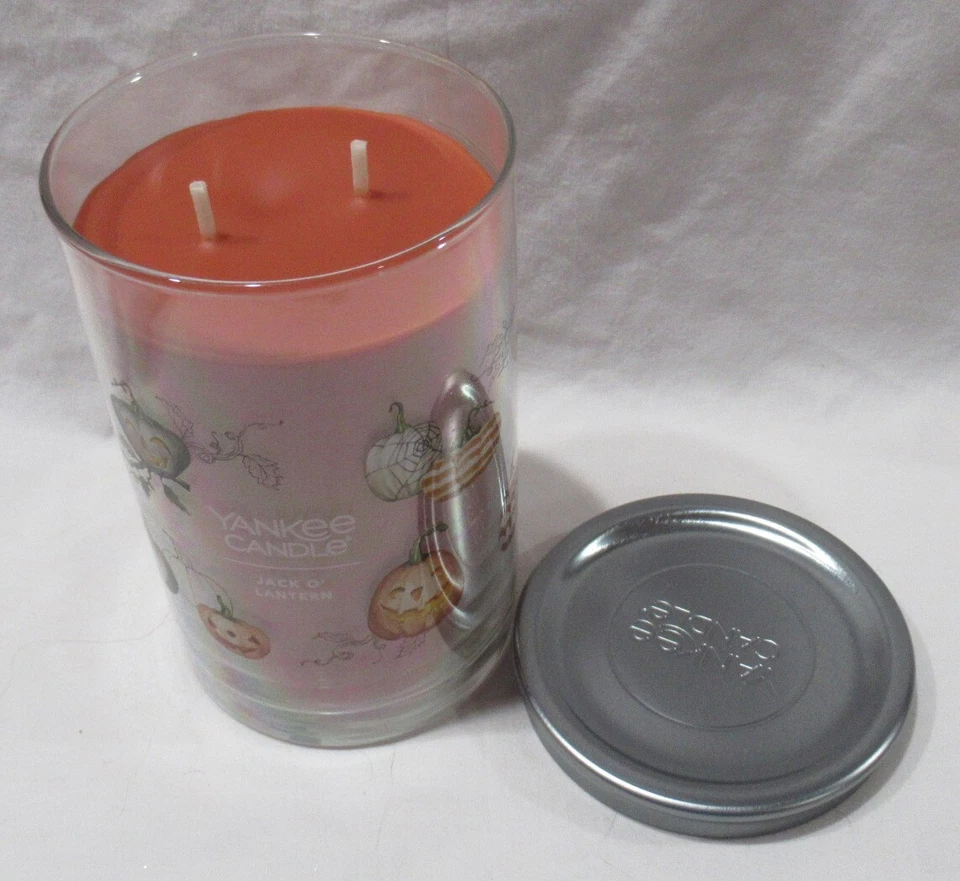 Yankee Candle Tarro Grande Pillar Candle 2 mechas 20 oz JACK O-LANTERN marrón naranja Foto 2 de 3