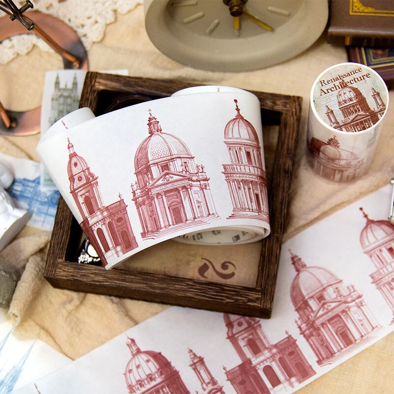 Adhesivo de arquitectura gótica Washi Tape diarios diario tarjeta pegatinas decorativas Foto 4 de 4