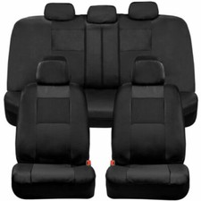 Bdk Pu Leather Car Seat Covers - Full Set Two-tone In Black