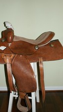 XMAS Present - 16" Hand Tooled Floral Design Western Show Saddle-0028