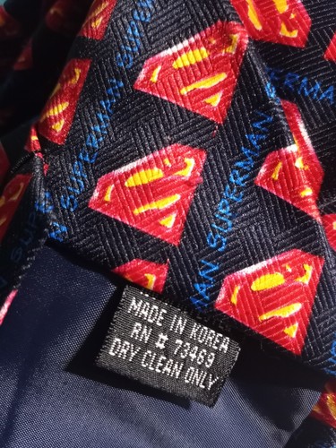 Vintage Y2K Superman Logo Necktie Navy Blue Comics Polyester 58" Long Neck Tie - Picture 4 of 4