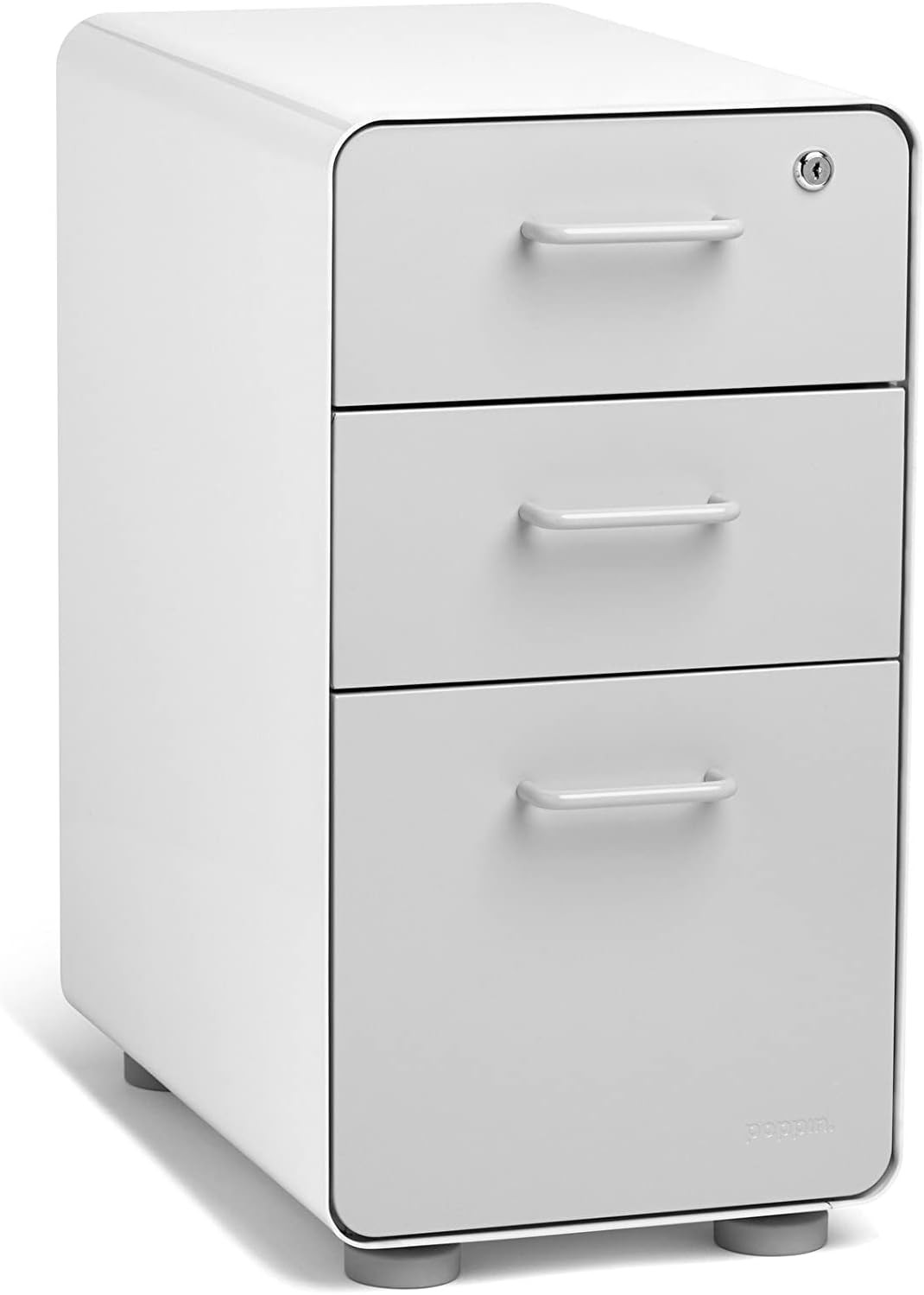 Slim Stow 3-Drawer File Cabinet White. 2 Utility Drawers & 1 Vertical ...