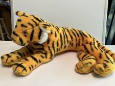 Rare Vintage Dakin Tiger Orange Black Plush 1977 15 Laying Stuffed Striped
