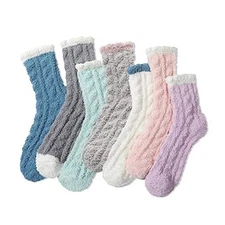 7 Pairs Fuzzy Socks - Fuzzy Socks for Women, Fluzzy Socks Women, Cozy Socks 