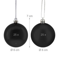 Relaxdays Weihnachtskugeln 50Er Set Matt & GläNzend ∅6 Cm Schwarz Deko