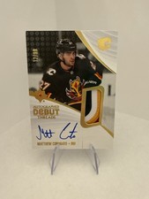 2023-24 UD ULTIMATE AUTOGRAPHED DEBUT THREADS-MATTHEW CORONATO #/99-FLAMES