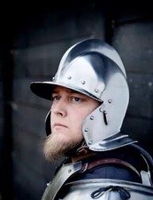 18GA Steel Medieval Burgonet Helmet Replica   Viking Helmet for SCA and LARP