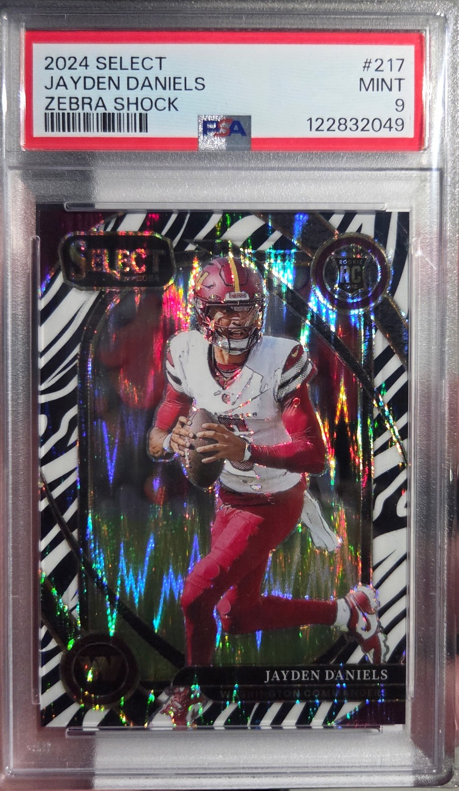2024 Panini Select - Club Level Jayden Daniels #217 Zebra Shock Prizm (RC)
