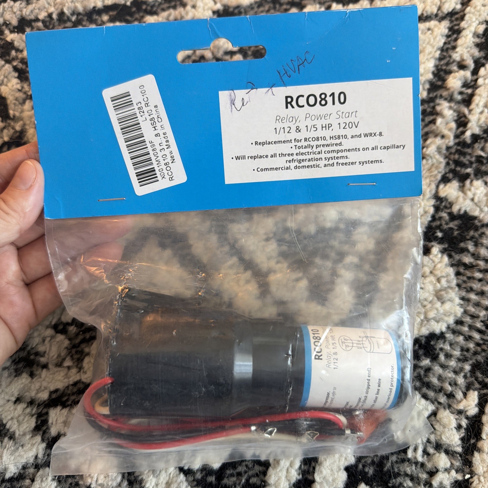 Supco RCO810 3 in 1 START Solid State Relay Overload Capacitor - Black