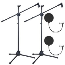 2 Pcs Tripod Microphone Stand Adjustable Boom Height Mic Stand with Mic Clip ...