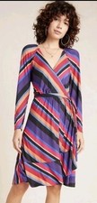 Maeve Anthropologie Angelique Wrap Striped Dress Size Medium