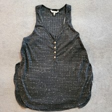 BKE Women's Made In USA V Neck Heathered Waffle Knit Henley Tank Top Size Small