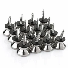 Set of 16 Pcs Guitar Bass Chrome Metal End Pin Strap Buttons Cushion Screws