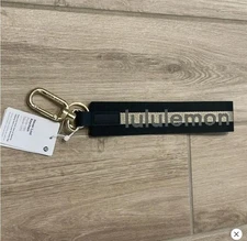 🌻New Lululemon Never Lost Keychain BLACK/GOLD STRIPE key chain lanyard Key ring