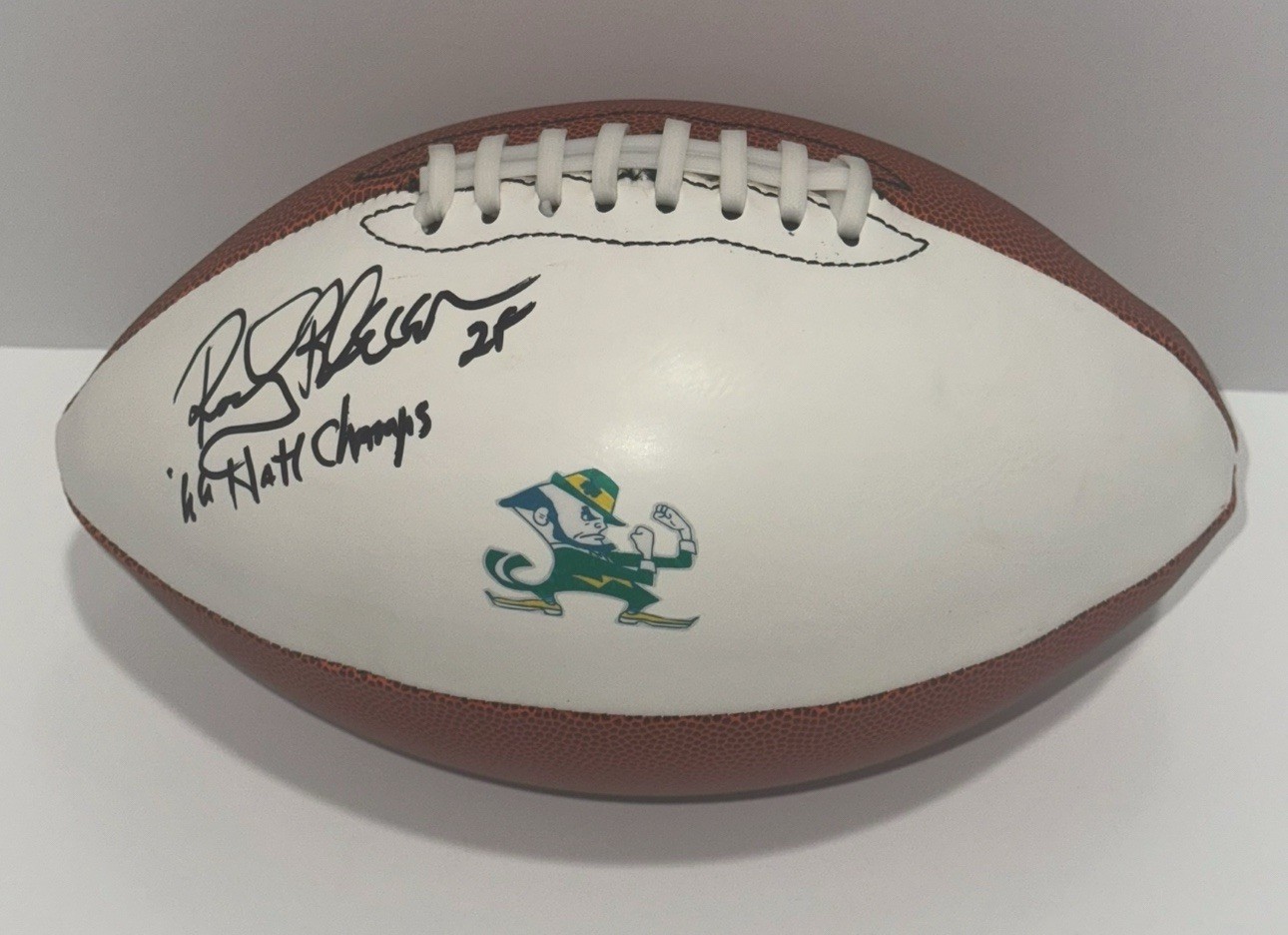 ROCKY BLEIER SIGNED FOOTBALL NOTRE DAME FIGHTING IRISH 1966 CHAMPS JSA COA 