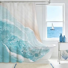 Beach Ocean Shower Curtain for Bathroom Wave 72"W x 72"L Pack of 1 Blue