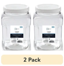 (2 pack) Mainstays 2-Quart Plastic Clear Canister with White Twist-Top Lid