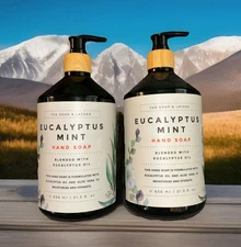 2 THE SOAP & LATHER ~ EUCALYPTUS MINT ALOE VERA Cleansing HAND SOAP Wash