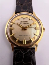 Mens Yellow Bulova 30j 1965 Commander Vintage M5 Antique Runs Deco 30 Record